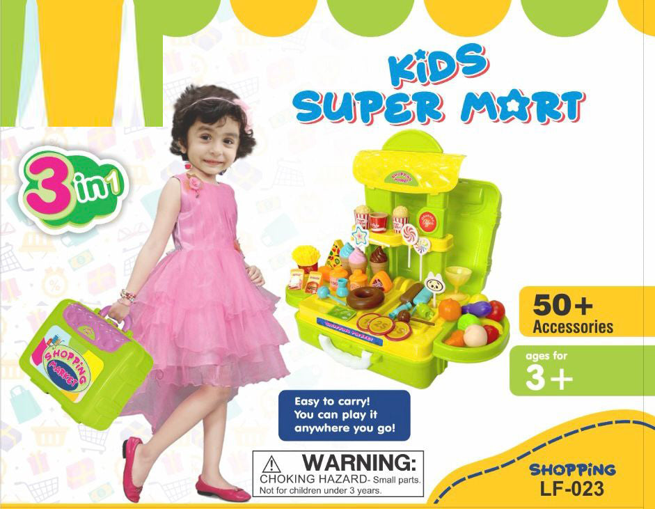 Kids Shopping Market Play Set – 40 PCS Pretend Food Stall Toy with Carry Case (Age 3+)