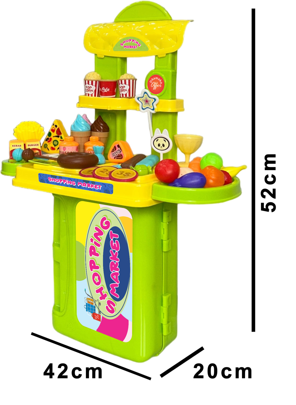 Kids Shopping Market Play Set – 40 PCS Pretend Food Stall Toy with Carry Case (Age 3+)